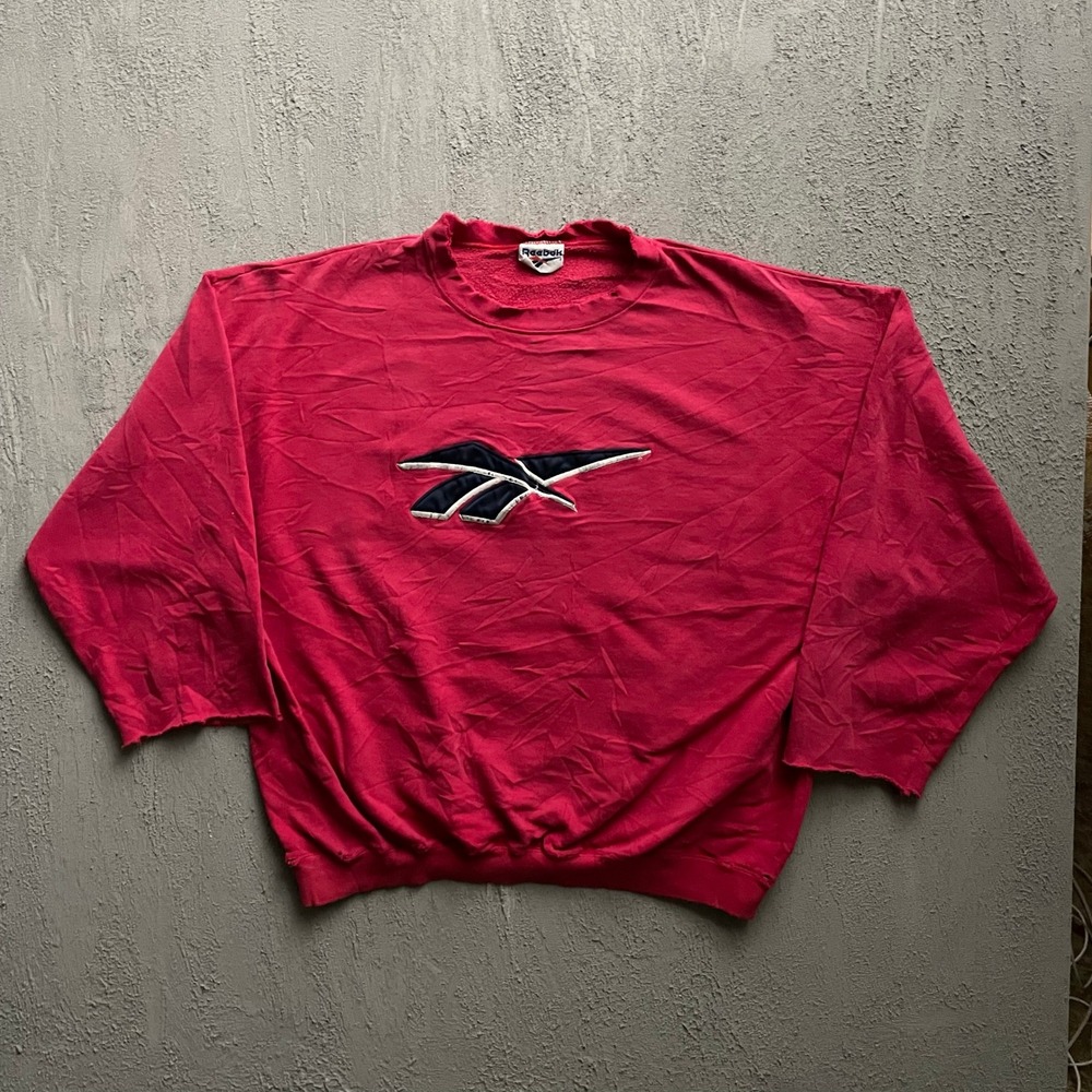 Vintage Reebok Sweatshirt Mens XL Red 90s big logo